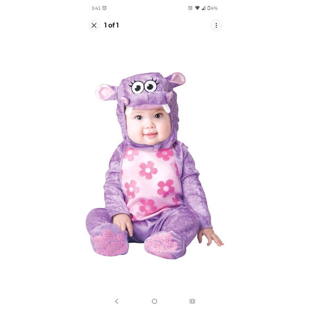 InCharacter Huggable Hippo Kids Costume - Purple and Pink - Picture 11 of 11